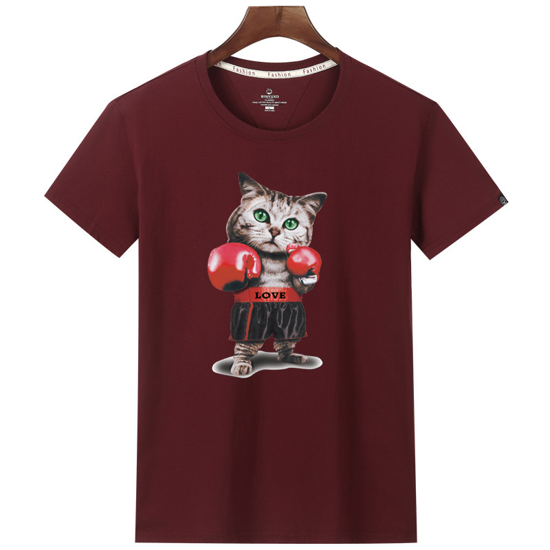 2020 spring and summer men's trendy short-sleeved loose combed cotton round neck plus size breathable jersey bottoming shirt one-piece delivery