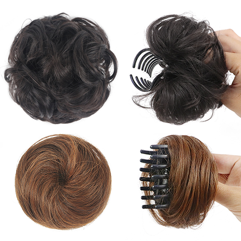 Grab Clip Wig Women's Balls Head Long Whiskers Curly Hair Bag Flower Bud Half Balls Bridal Hair Accessories Fluffy Natural Curler