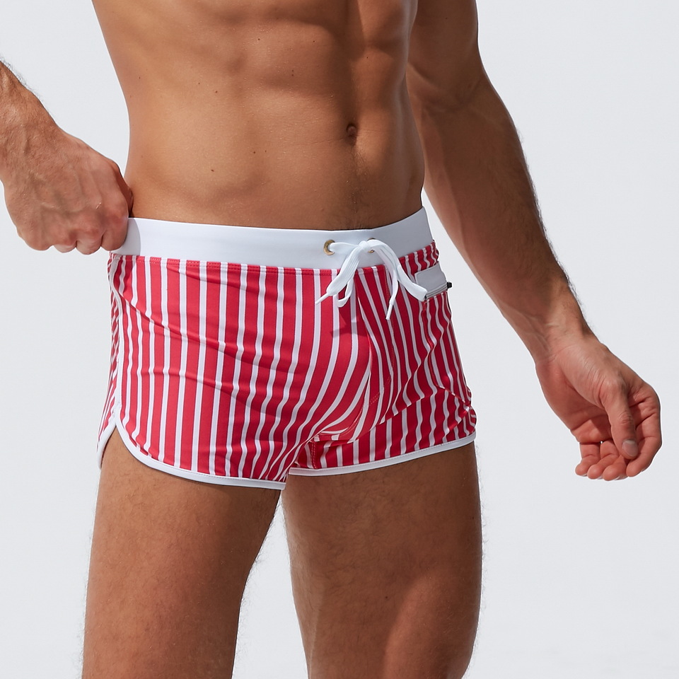 Wholesale sexy front pocket swimming trunks fashion edging zipper men's swimming trunks men's swimming trunks cross-border Beach swimming trunks