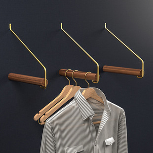 Walnut Brass Wall Coat Rack Nordic Bedroom Entrance Minimalist Towel Rack Clothing Store Wall Hanging Display Rack