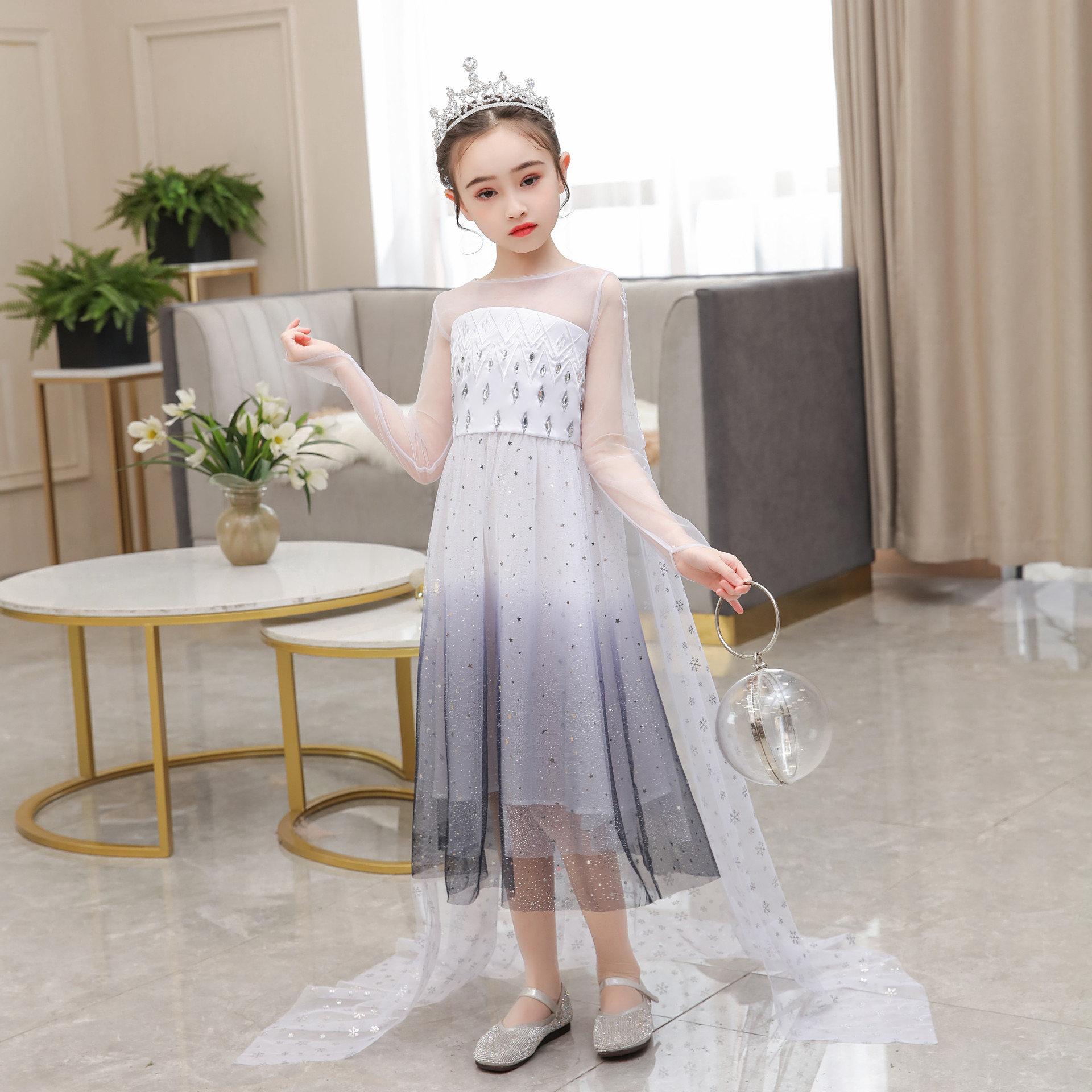 2022 spring and summer white Aisha princess dress girls dress children's dress children's clothing women's performance dress