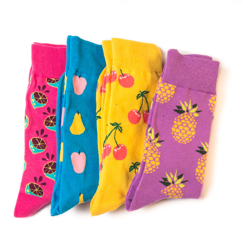 Cross-border Hot Selling Amazon Happy Socks Swedish Native Fruit Series Men's and Women's Socks Mid-spring and Summer Cotton