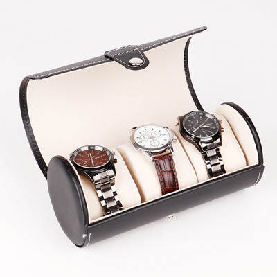 Spot wholesale PU leather 3 cylinder watch box jewelry watch storage display watch packaging box