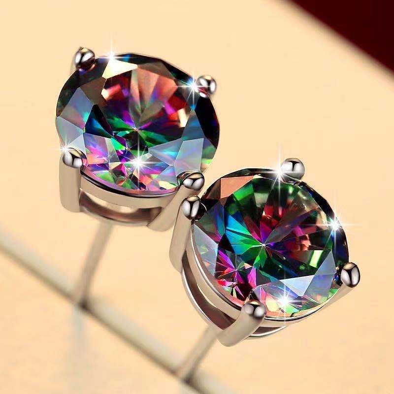Internet Celebrant Same Style Square Round Seven Color Fashion Ear Stud Niche Classic Ear Stud Distinctive Fashion Exquisite All-match Earrings