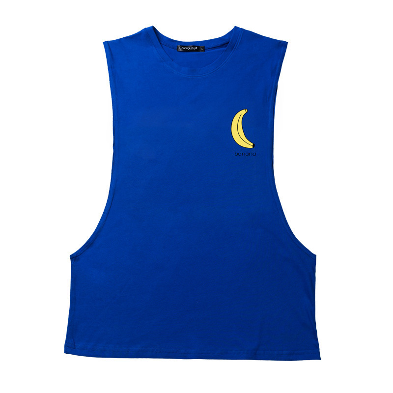 Factory Direct Supply Sports men's vest large slit fitness vest men's loose bodybuilding vest cotton sleeveless in stock