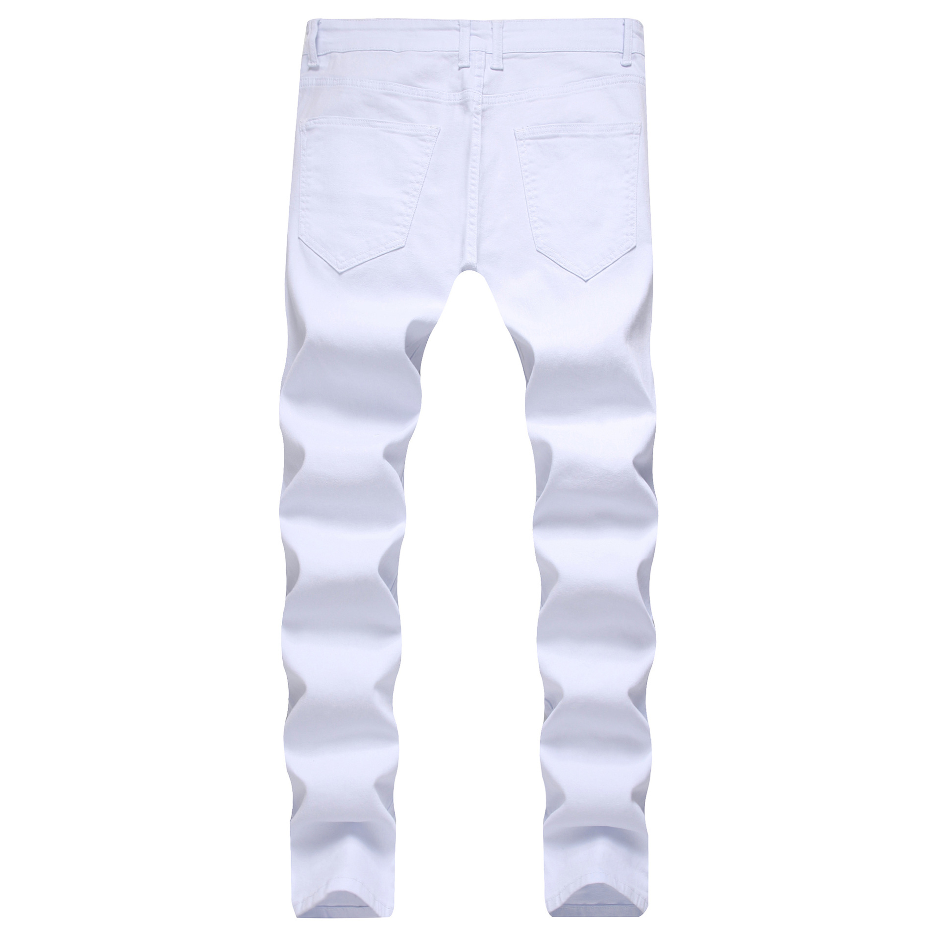 Spring and Summer High Street fashion men's jeans knee big ripped jeans men's slim stretch skinny trousers