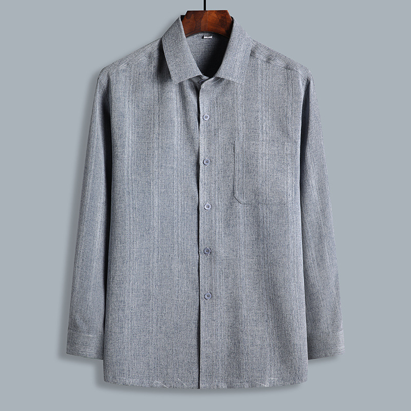 Summer men's casual long-sleeved shirt middle-aged and elderly loose men's shirt cotton men's shirt wholesale