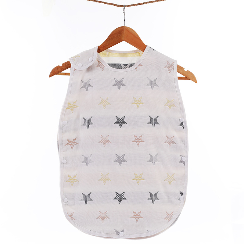 Baby vest sleeping bag six-layer cotton gauze children cartoon non-fluorescent 6-layer vest style Four Seasons anti-kick quilt