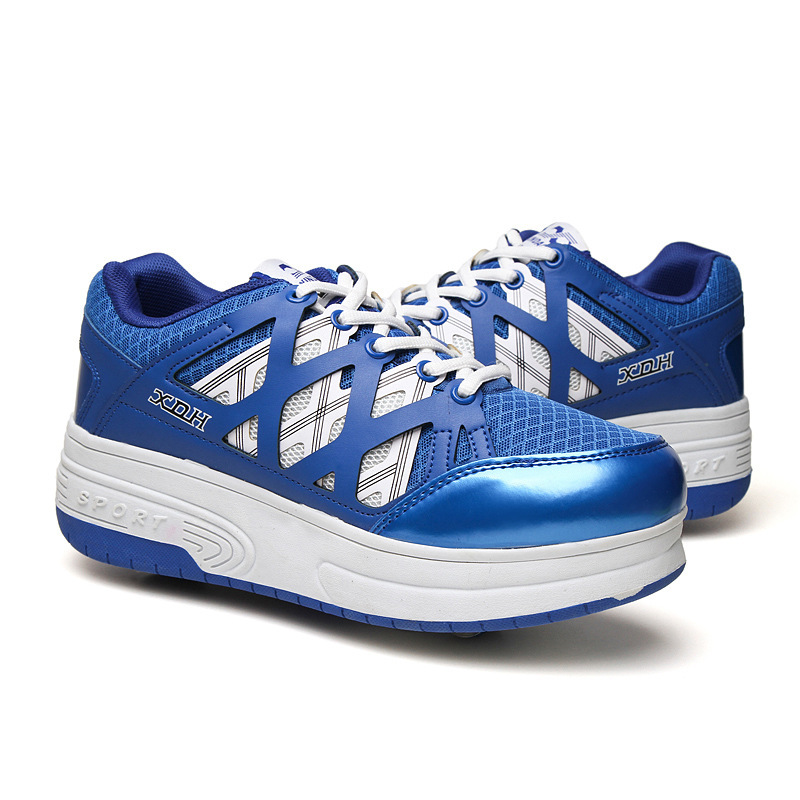 Single and Double Wheels Teen Heelby Shoes for Boys and Students Automatic Female Children's Pulley Bursting Shoes with Wheels Sneakers