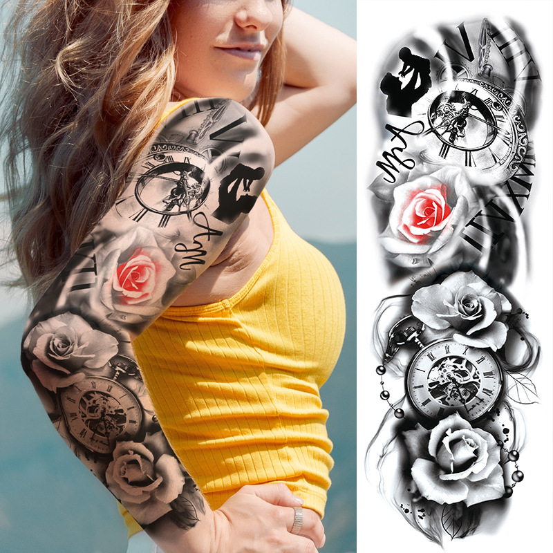 New full-arm waterproof tattoo stickers European and American flower arm beauty lion big arm tattoo sticker a generation of hair tattoo