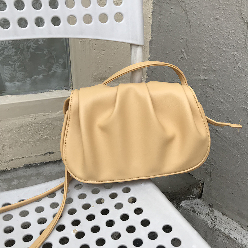 Saddle bag women's cloud bag white bag hand crossbody Korean style chic simple fairy pleat new trend