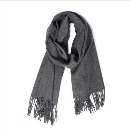 New Imitation Cashmere Scarf Men's Solid Color Winter Thickened Long Grey Scarf Women's Shawl Ruffled Scarf