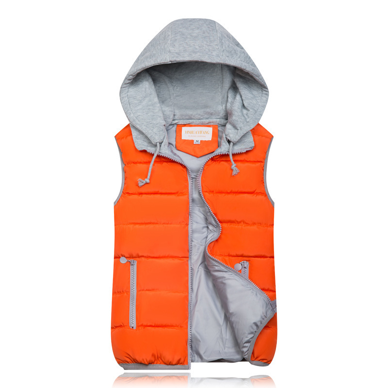 Foreign Trade Cotton Vest Women's Autumn and Winter Korean Style Large Size Vest Women's Detachable Cap Short Warm Vest Cotton Waistcoat