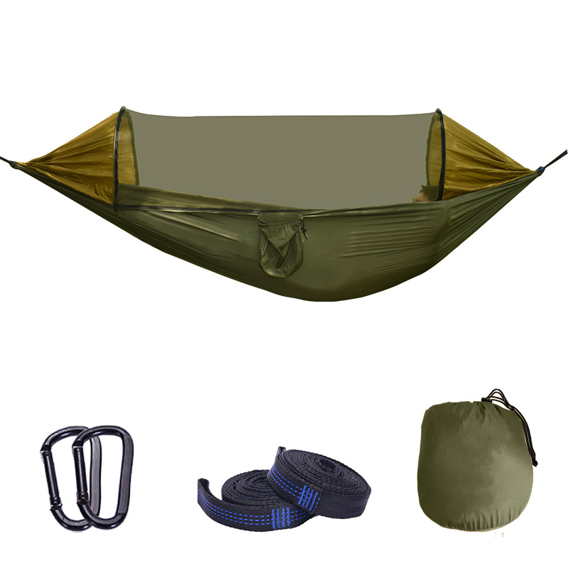 Automatic Quick Open Strut Outdoor Mosquito Net Hammock Removable Outdoor Anti-mosquito Anti-rollover Nylon Cloth Camping Hammock