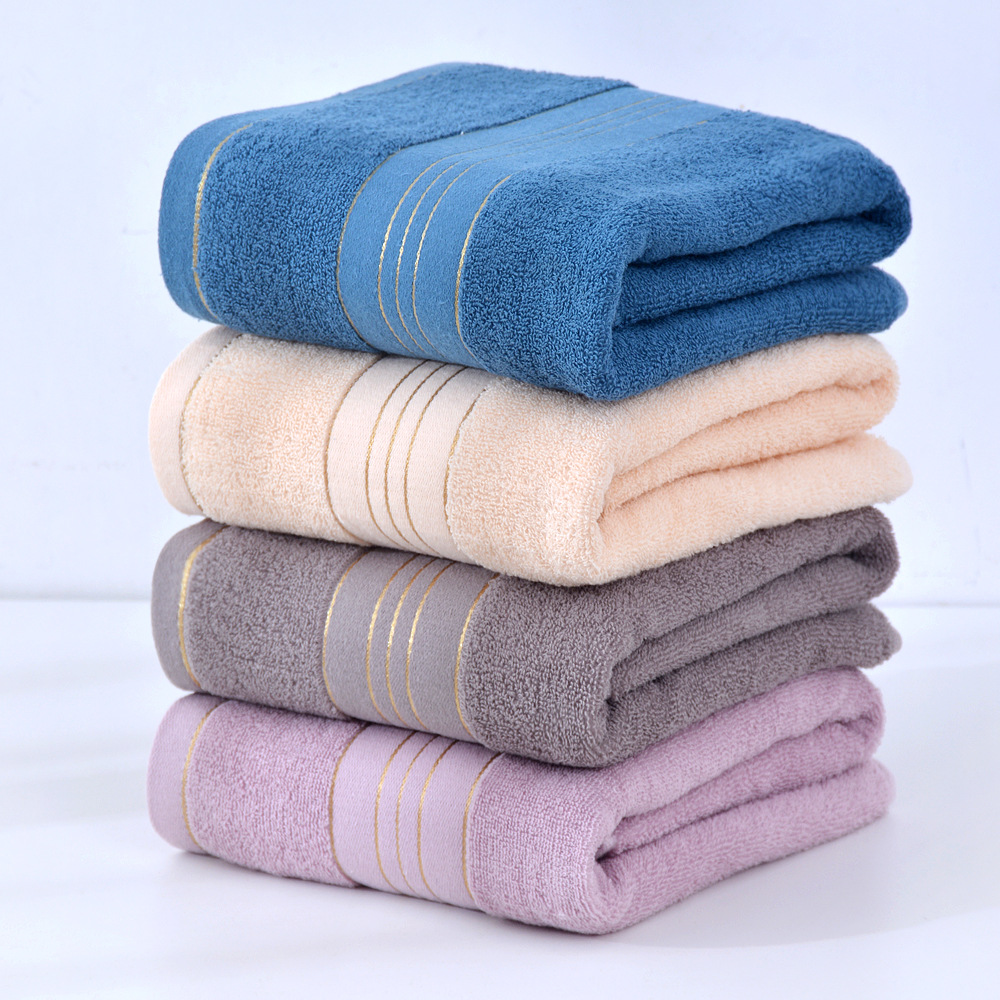 Factory supply 350g gold plain color bath towel home daily hotel bath towel gift LOGO embroidery soft absorbent