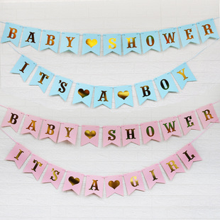 baby Birthday Letter Flag its a girl/boy baby shower Letter Banner Party Decoration