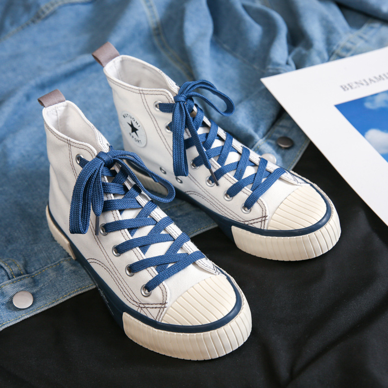 Autumn 2023 Korean Style High-top Canvas Shoes Women's Secondary Vulcanized Rubber Shoes Student Sneakers ins Street Photographic Trendy Shoes