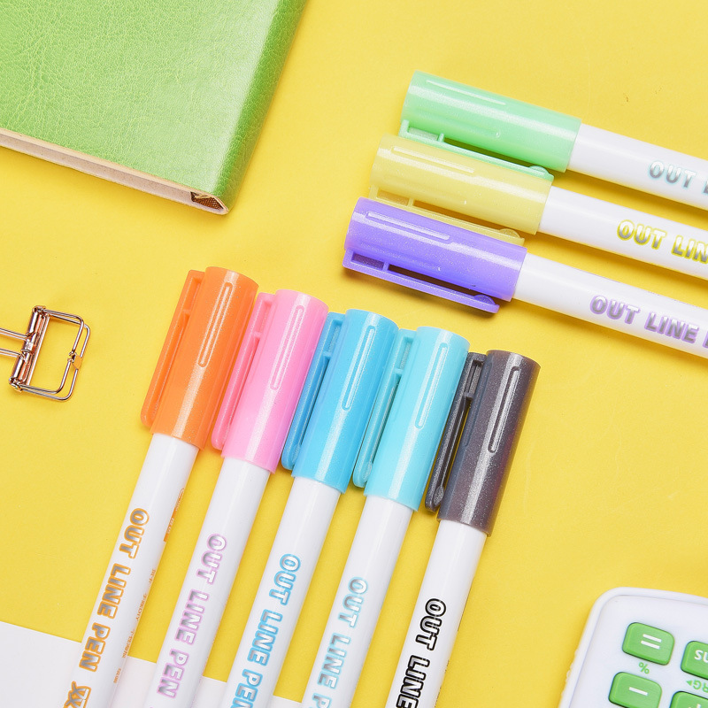 Sanjie double-LINE Pen Contour pen OUT LINE metal color pen cross-border Amazon for 24-color double-LINE pen