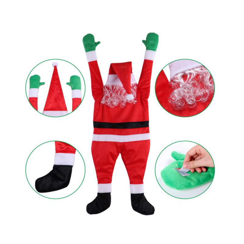 Cross-border New Flannel Santa Climbing Wall Decoration Clothes Flannel Eyes Glowing Grinch Climbing Wall Clothes