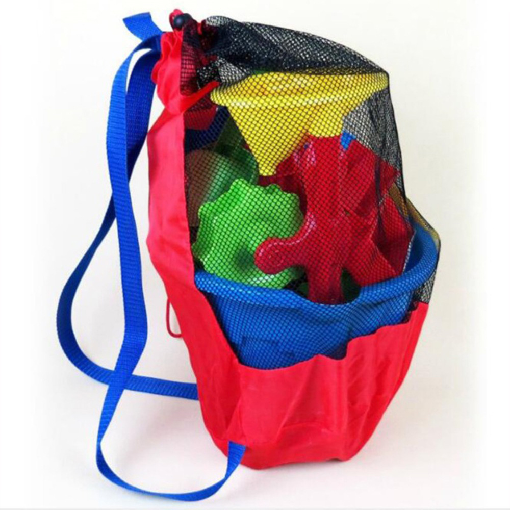 Children's Beach Toy Mesh Bag Backable Large Mesh Bag Baby Sand Dig Hourglass Shovel Tool Storage Bag