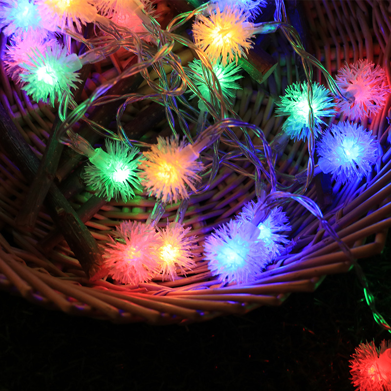 led small colored lights string lights online popular ins girl heart bedroom room layout hair ball lights string battery box decorative lights