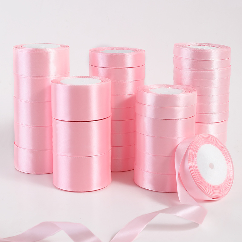 4cm Wide Pink Girl Wedding Small Bow Ribbon Cake Tie Hair Ribbon Dress Gift Box Ribbon Customization