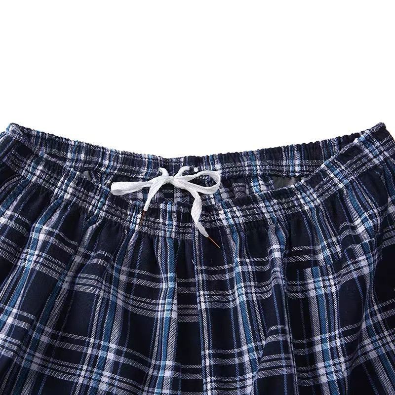 Fashionable plaid cotton and linen shorts beach swimming trunks sports and leisure shorts large version, small version