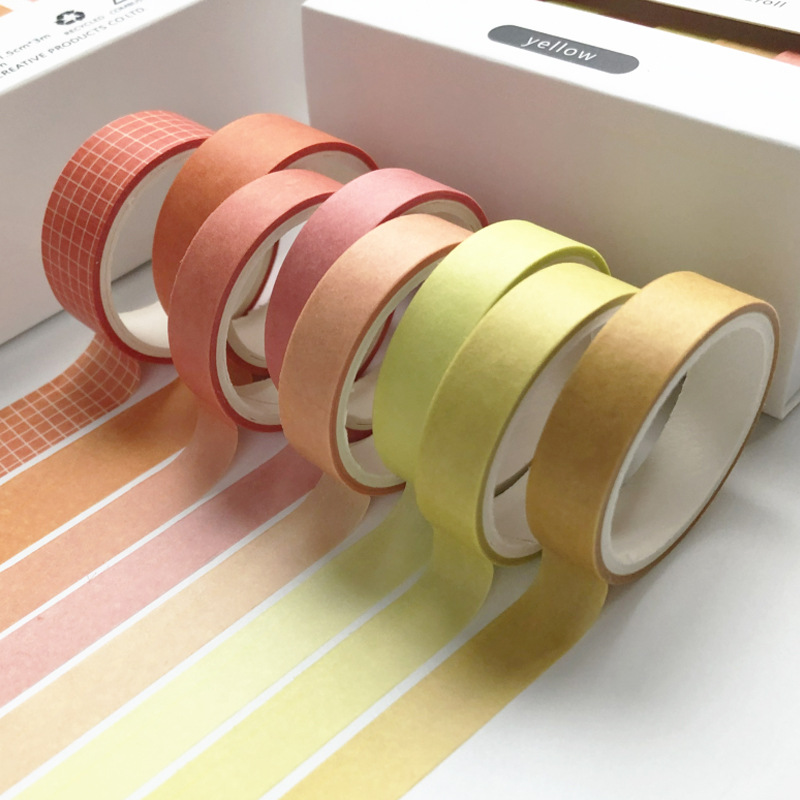Solid Color Base and Paper Tape Simple Plaid Hand Account Tape 8 Pack Combination Boxed Hand Account Tape