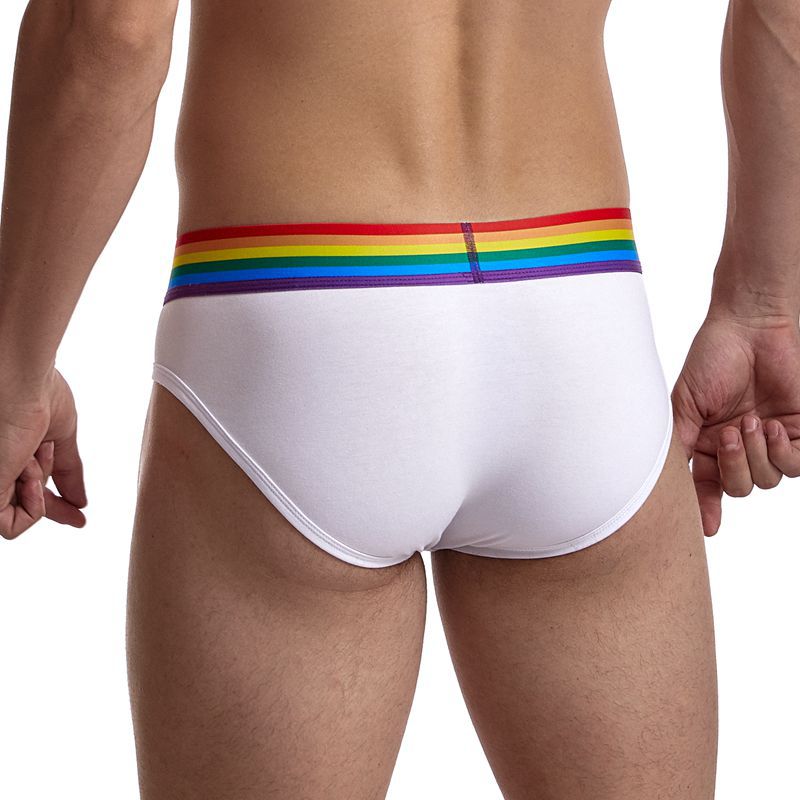 JOCKMAIL Rainbow Briefs Low Waist Sexy Solid Color Cotton Breathable Transparent Men's Underwear Summer Trendy Quick-drying Sports