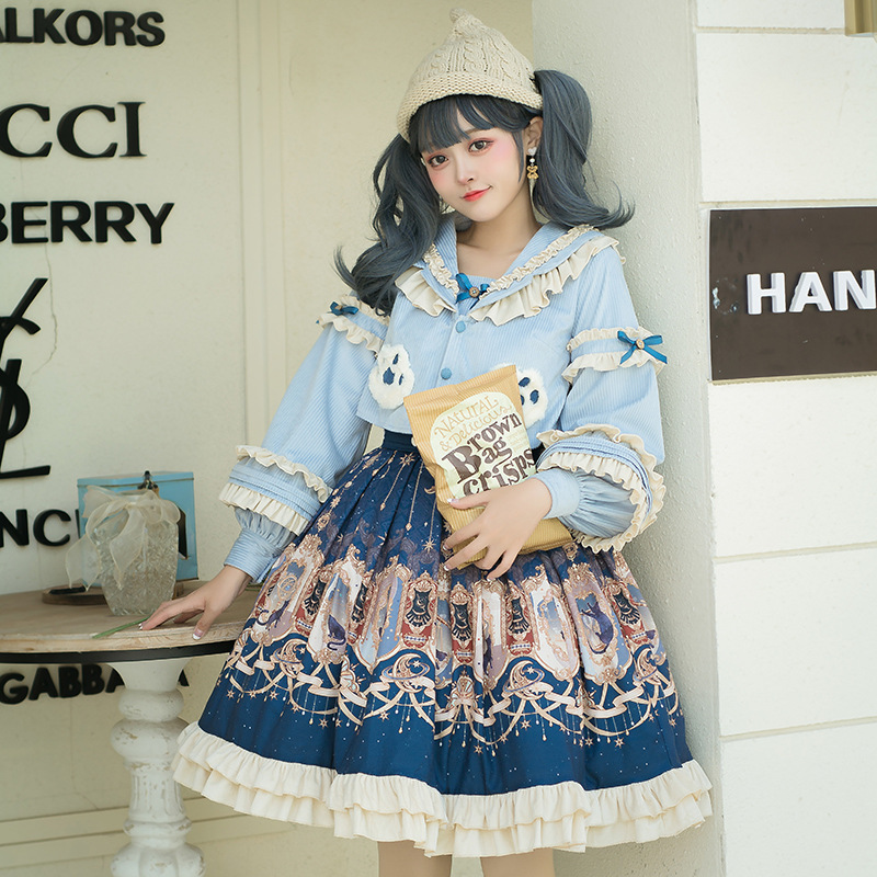 Sakura Love Original lolita Small Skirt Explore Star SK Retro Palace Style Skirt + Autumn and Winter Cloak