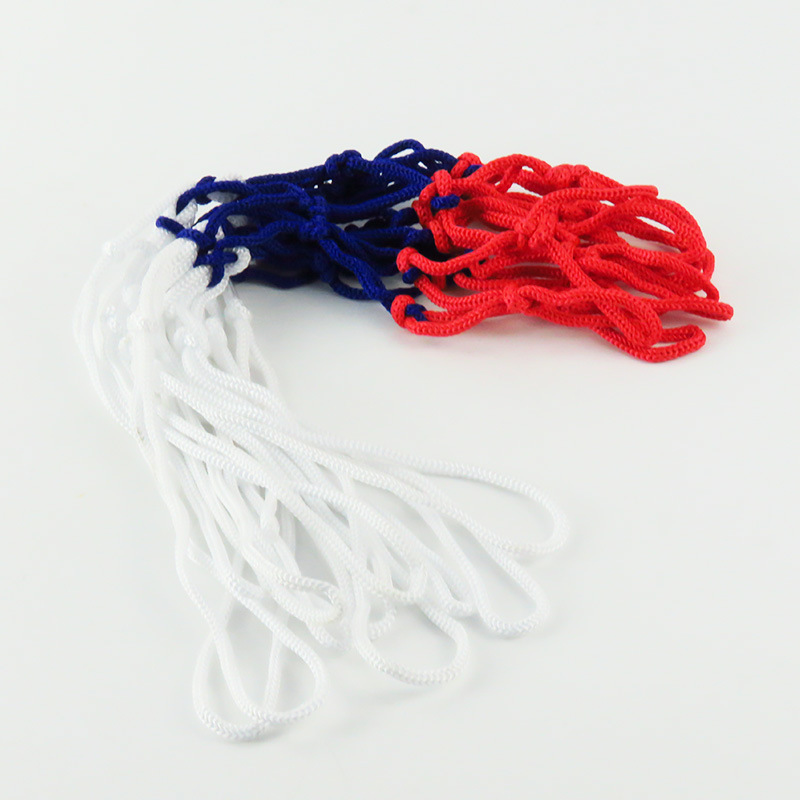 Standard size professional game basketball net red White blue three-color woven polypropylene round crocheted rope net in stock sales
