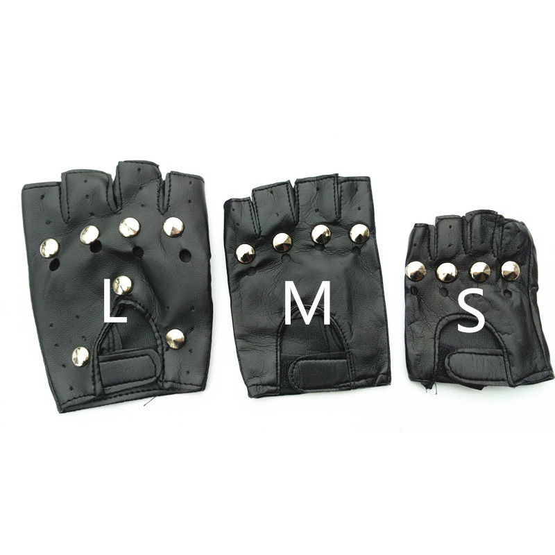Children's Leather Gloves White Children Children's Half-Finger Excerpts Stage Performance Gloves Street Dance Break Dance Gloves