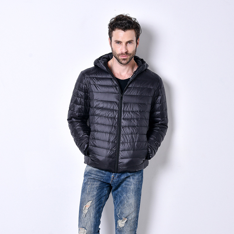 2023 new autumn and winter light down cotton men's youth slim size men's hooded coat a generation of hair