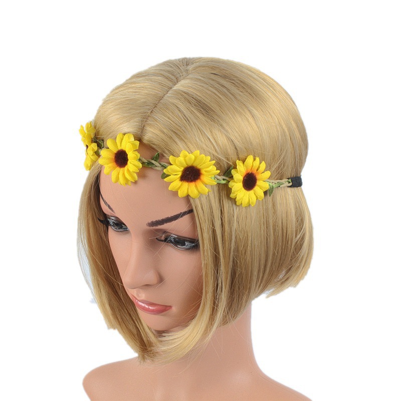 Korean bohemian holiday headdress sunflower braid hair band daisy flower hair accessories for women