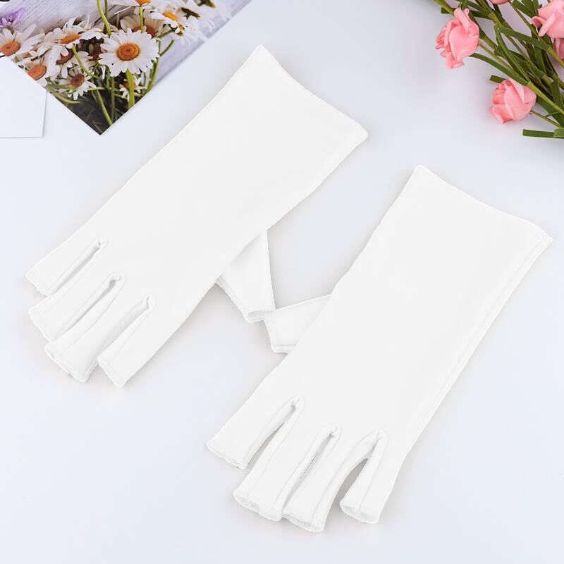 Nail Art Half Finger Gloves-White