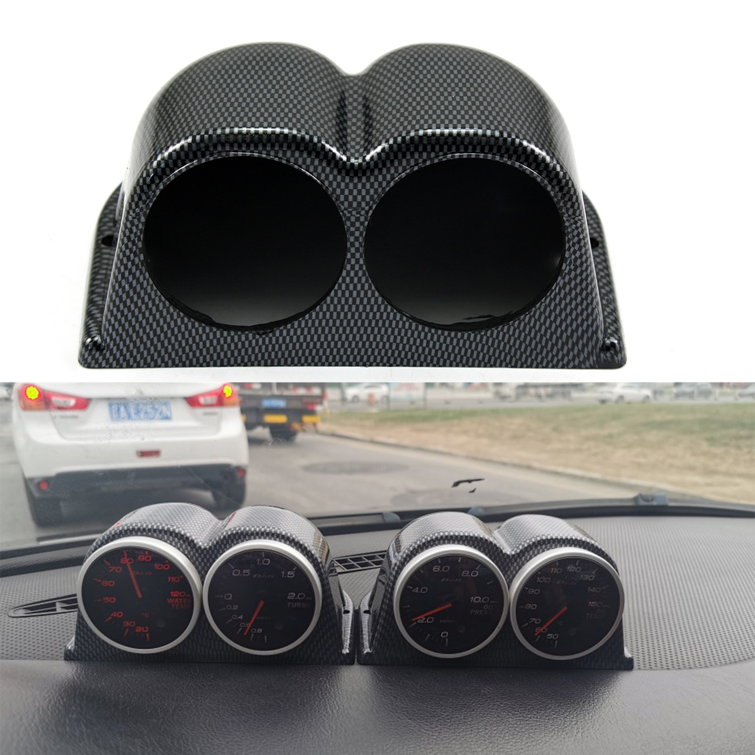 General 2 "2.5" Carbon Pattern Single Hole Table Bracket for Auto Instrument Modified Table Bracket Instrument Panel Flat Bracket