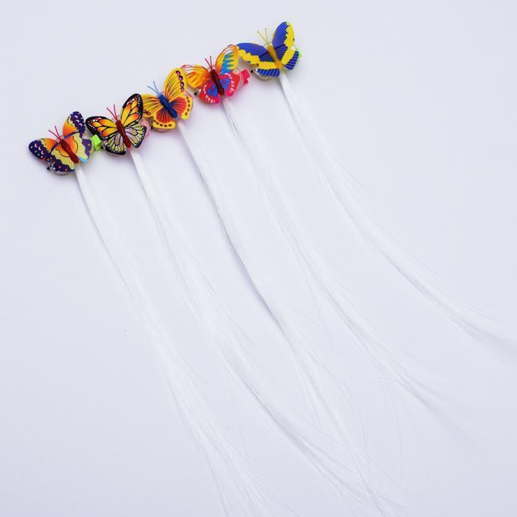 Factory direct colorful butterfly light-emitting braids led flash fiber fake braids light-emitting hair braids