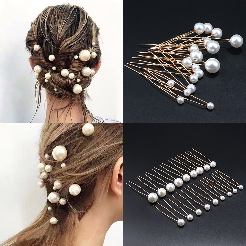 ヨーロッパアメリカンスタイル大型模造パールヘアピンヘアクリップ髪編組花嫁アクセサリースタイリングピン貿易装飾品|undefined