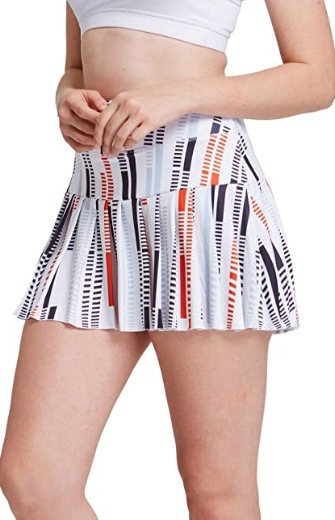 European and American Women's Sports Tennis Golf Culottes Mid-Waist Pleated Sports Shorts High Waist Pocket Pants