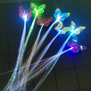 Christmas Colorful Butterfly Luminous Braids led Flash Optical Fiber Fake Braids Luminous Hair Braids