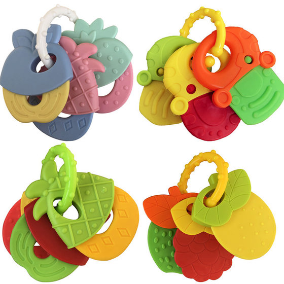 Factory direct baby tooth gum fruit modeling baby silicone tooth gum molar tooth fixer rattle tooth gum