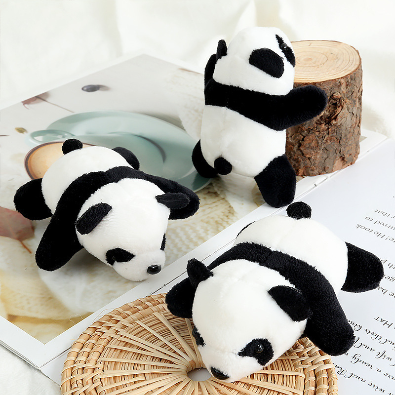 New red panda brooch plush toy lying lying Bear Cat cartoon doll children's accessories school bag clothing accessories