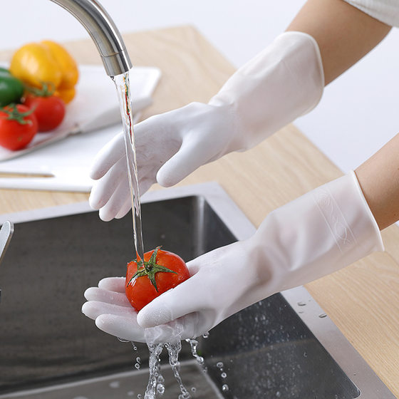 Two-color Household Cleaning and Washing Gloves Kitchen Washing and Washing Clothes Rubber Thin Durable Waterproof Plastic
