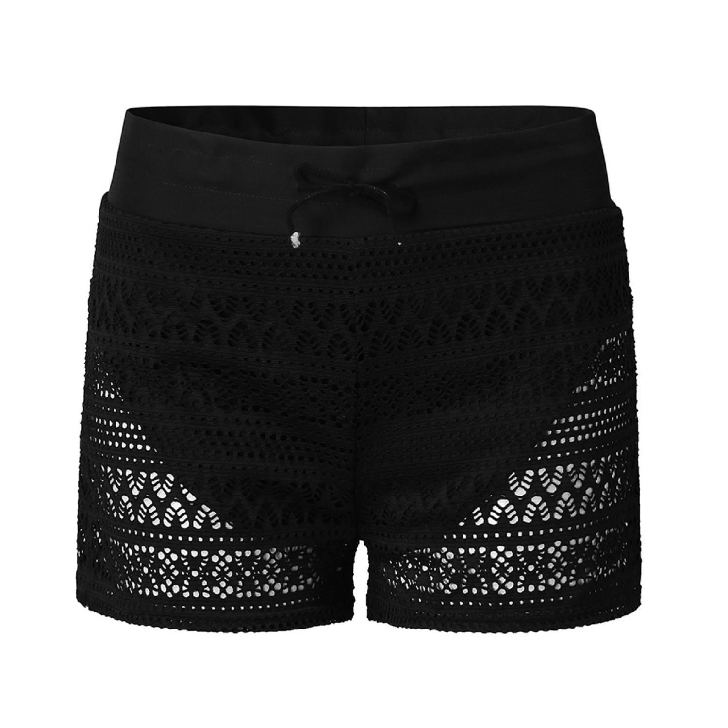 2021 European and American Black Jacquard Lace Shorts Women's Four Corner Set Beach Leisure Holiday Shorts