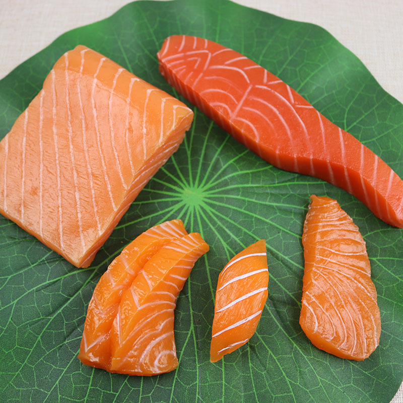 Simulation Sushi Model Simulation Salmon Cuisine Daily Material Simulation Salmon Slice Four Pieces of Food Model