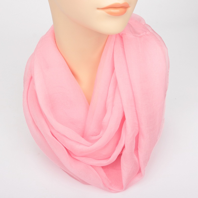 Autumn and Winter Chiffon Turtleneck Scarf Solid Color All-match Neck Protection Silk Scarf Mother Decorative Scarf Soft Thin Scarf