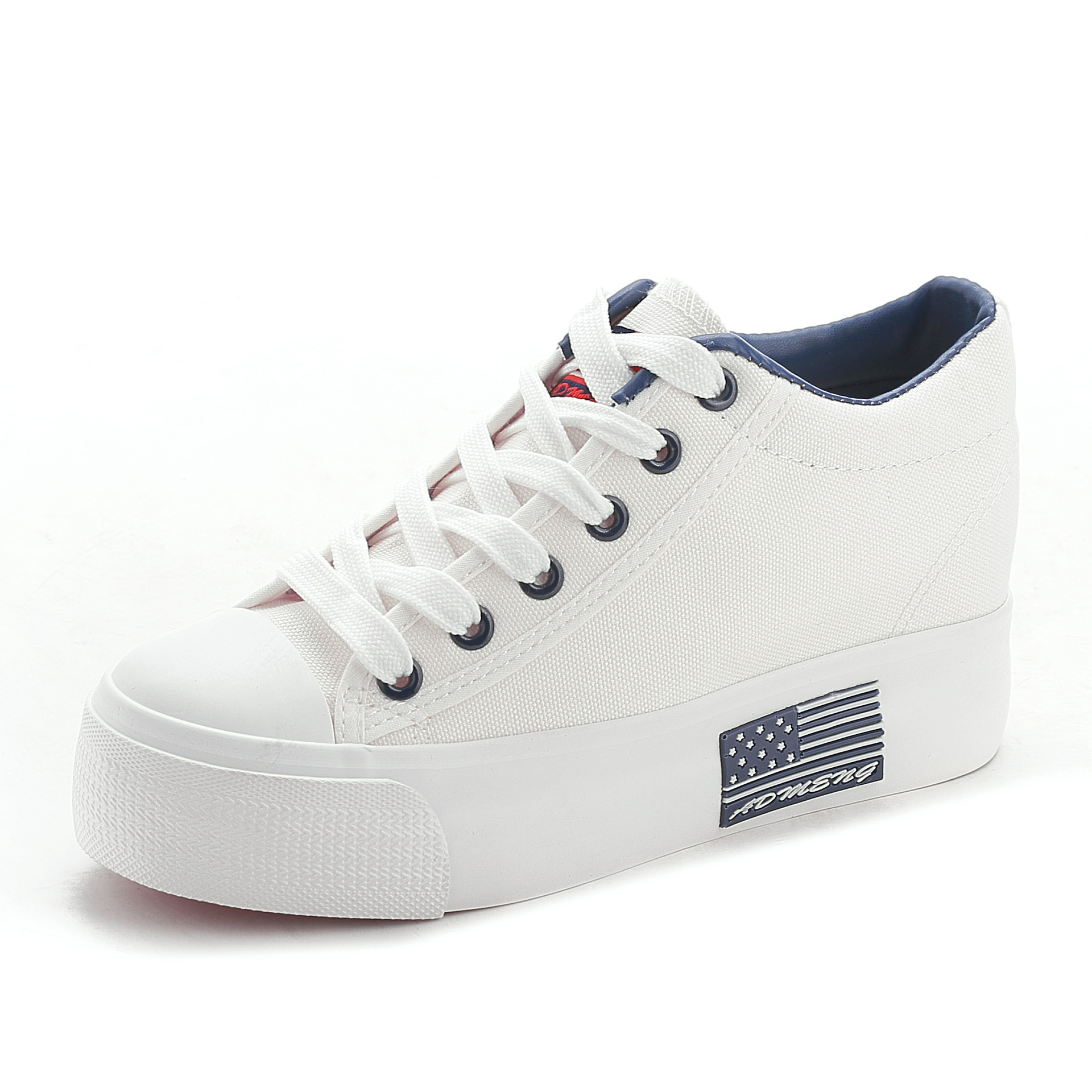 Spring and Autumn New Low-top Canvas Shoes Women's Shoes Korean-style Student Thick-soled Miffin Height All-match White Shoes 6029