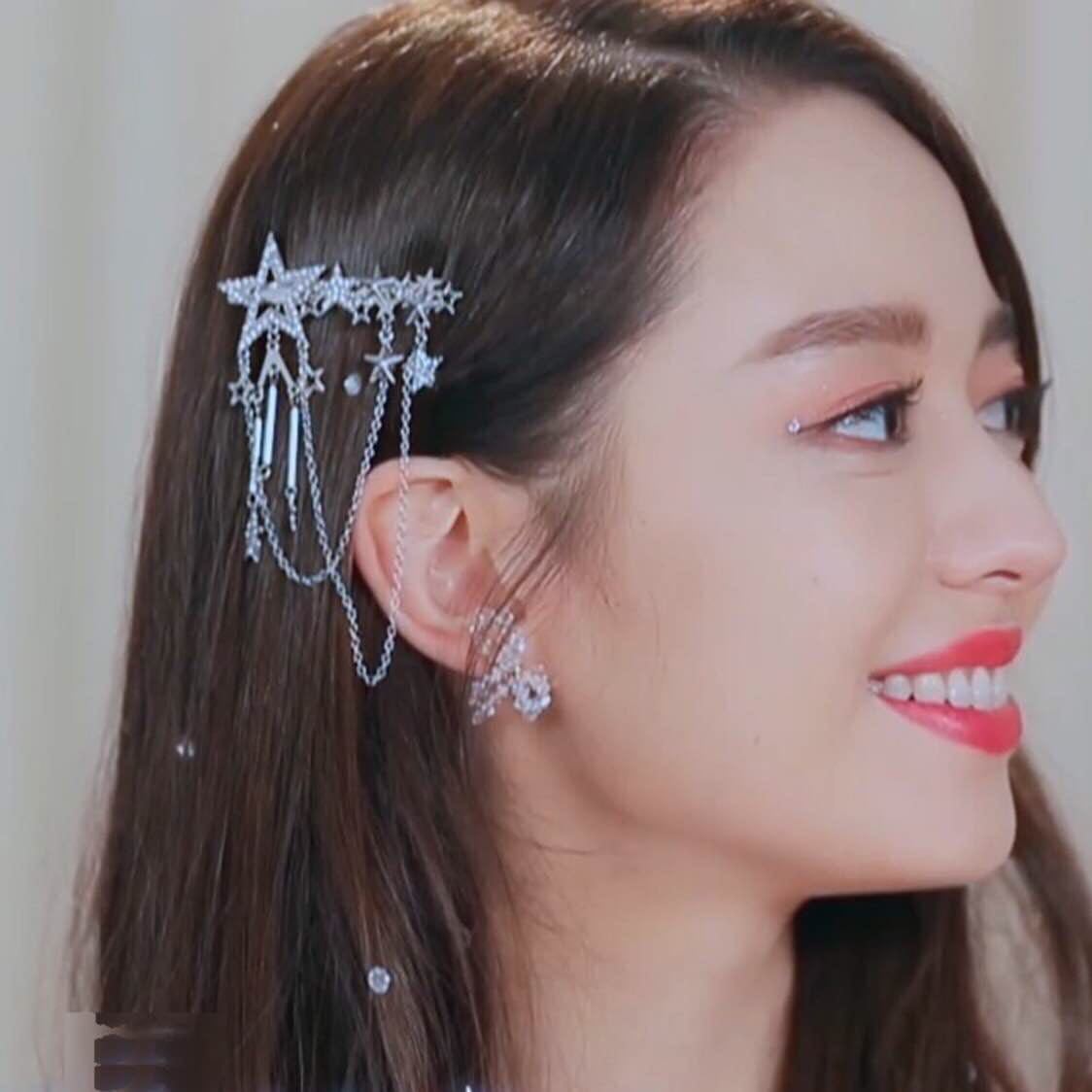 Wife's Romantic Travel Gina Same Style Hairpin Side Hairpin Fashion Five-pointed Star Tassel Hairpin New Style