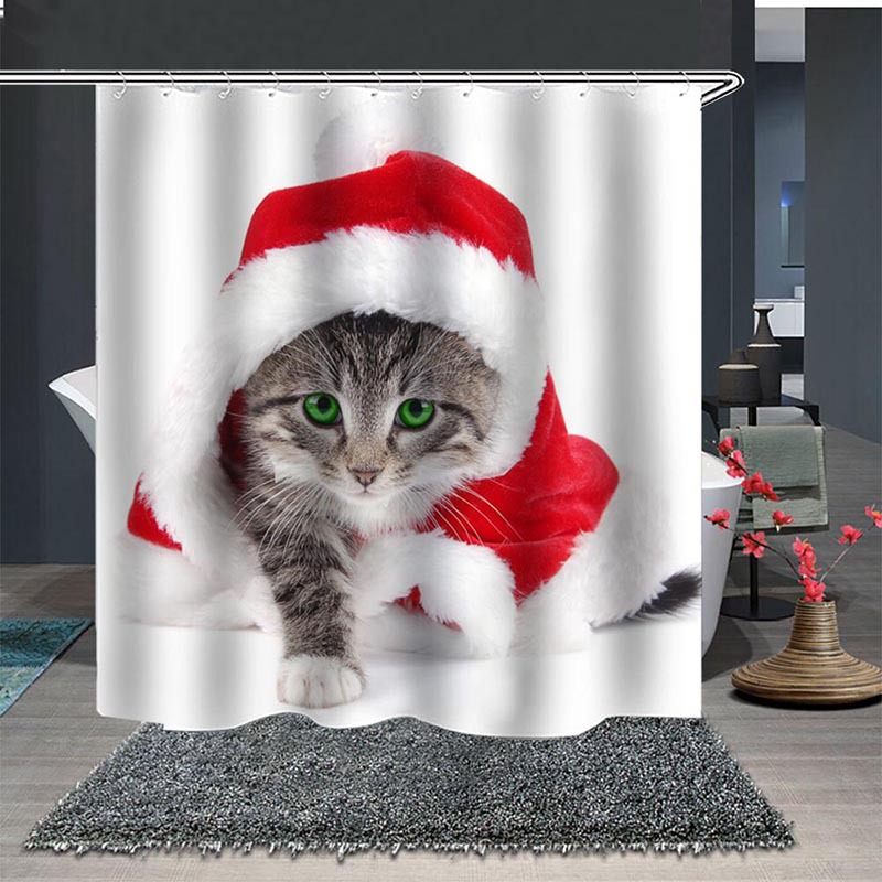 Nordic Christmas digital printing shower curtain partition curtain toilet waterproof mildew-proof padded polyester cloth a generation of hair