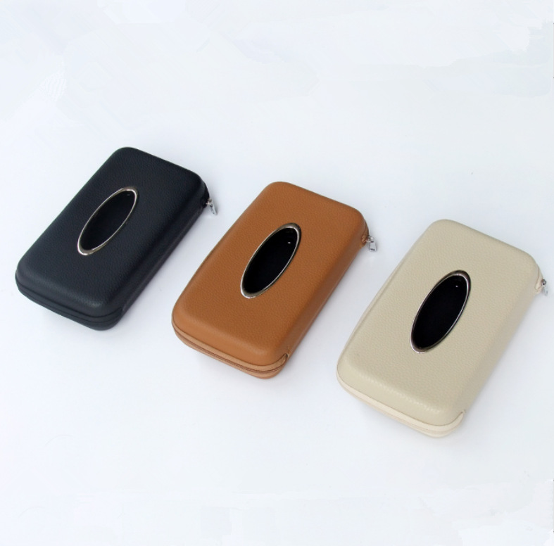 Leather hanging car tissue box sun visor chair back sunroof creative paper box car tissue box hanging